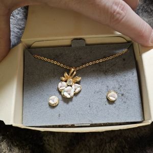 Rose necklace and earring set
